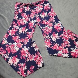 Midnight Pant Womens Medium Floral Blue‎ Pink Straight Comfort Stretch Pull On M